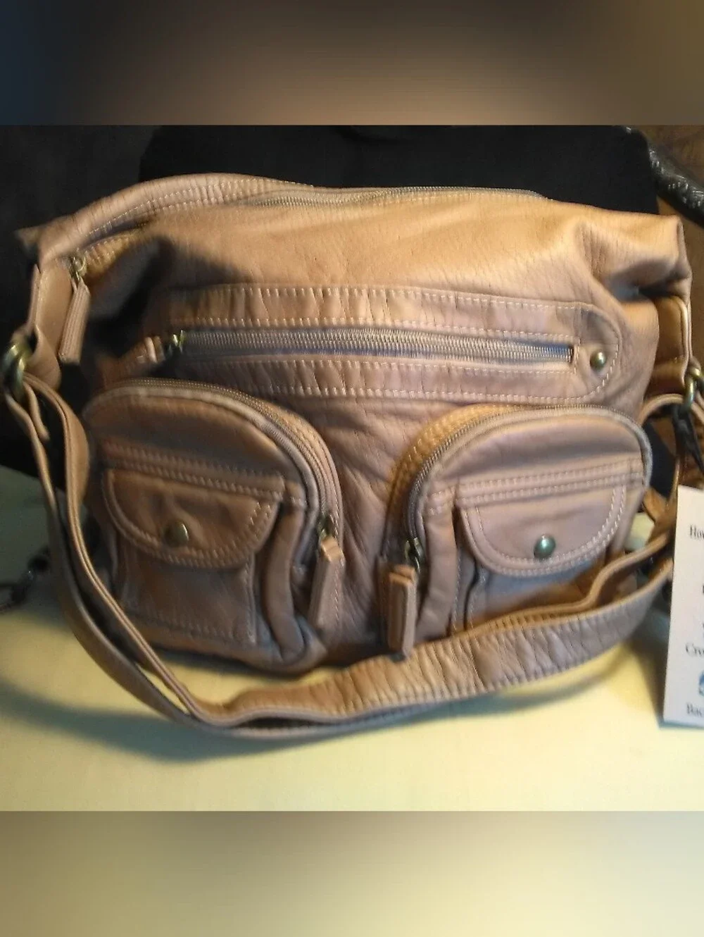 NWT AMPERE CREATIONS HOBO BAG VEGAN Leather Multi-Pocket Convertible SO SOFT!
